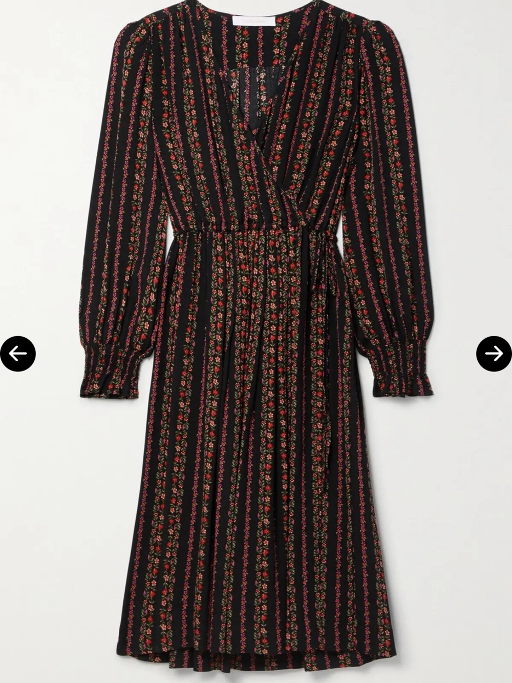 See By Chloé Pleated Floral-Print Crepe de Chine Midi Dress Wrap Effect - Picture 2 of 6